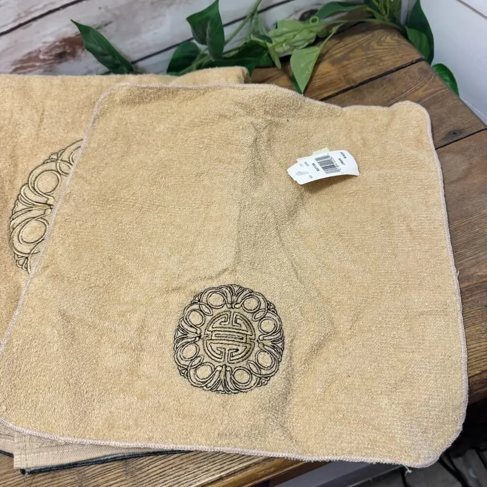 Avanti Rattan Jinan Aztec Medallion Bath Towel 27X52 & Wash Cloth Decorative NEW